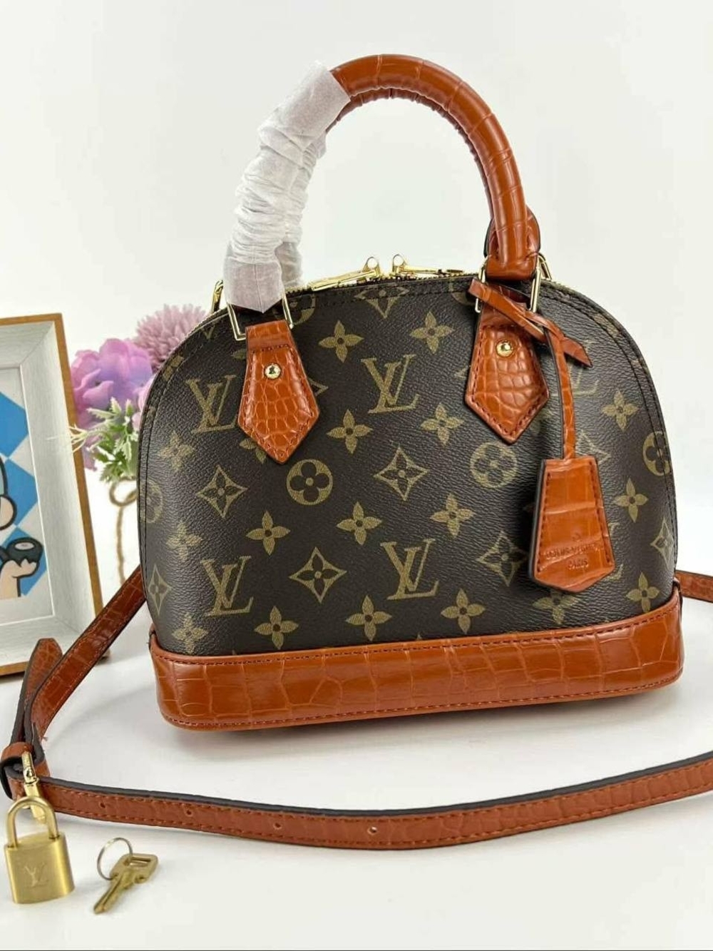 Louis Vuitton Monogram Alma BB Satchel in Brown/Caramel - Picture 3 of 9